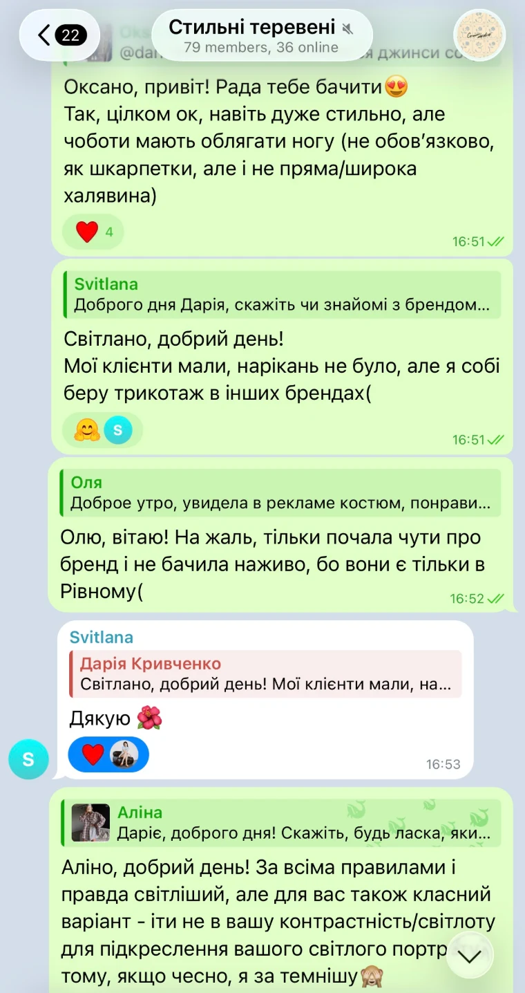 Чат «Стильні теревені»: відповіді Дарії